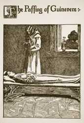 Guineveres bortgång, illustration från "The Story of the Grail and the Passing of Arthur", c.1910